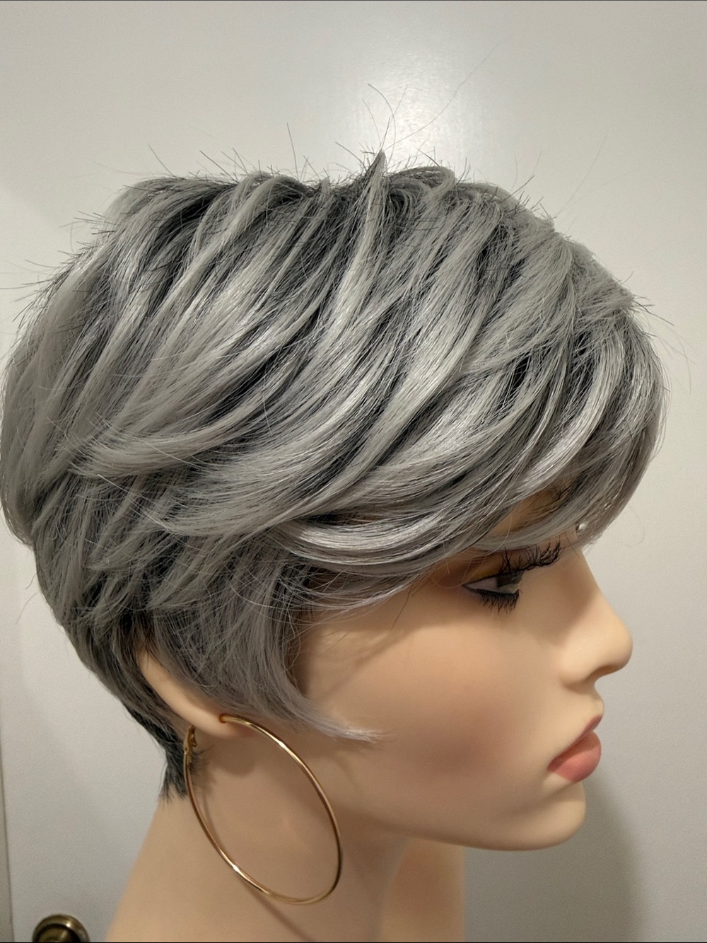 HAIR Pixie Cut with Bangs Free Part Silver/Gray/White - Picture 6 of 14